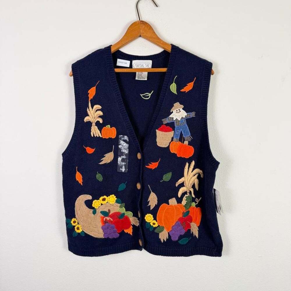 Vintage Sweater Vest Fall Halloween AOP Pumpkin Scarecrow DSWT